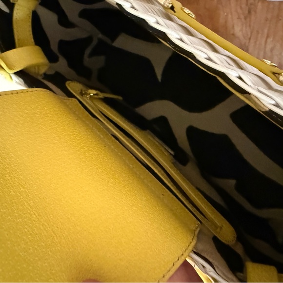 Kate Spade Wicker & Yellow Leather Shoulder Bag - Picture 3 of 5